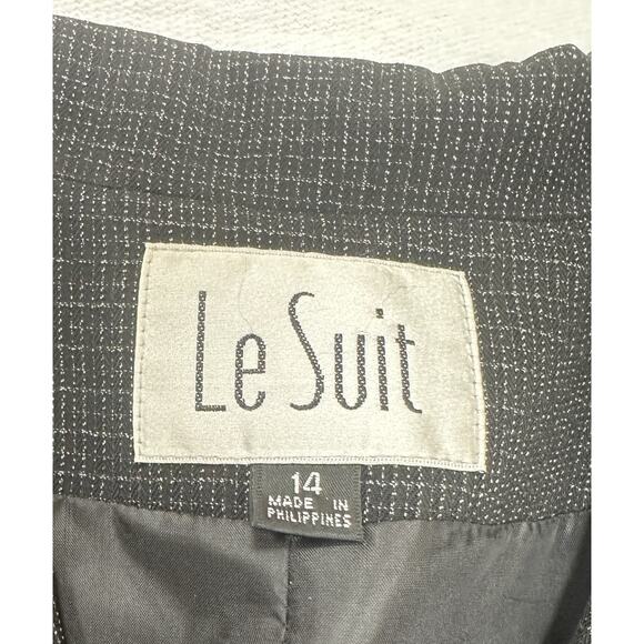 Le Suit Womens Pant Suit Size 14 in Black Speckle Y2K Career Workwear VTG Lined - Picture 3 of 9